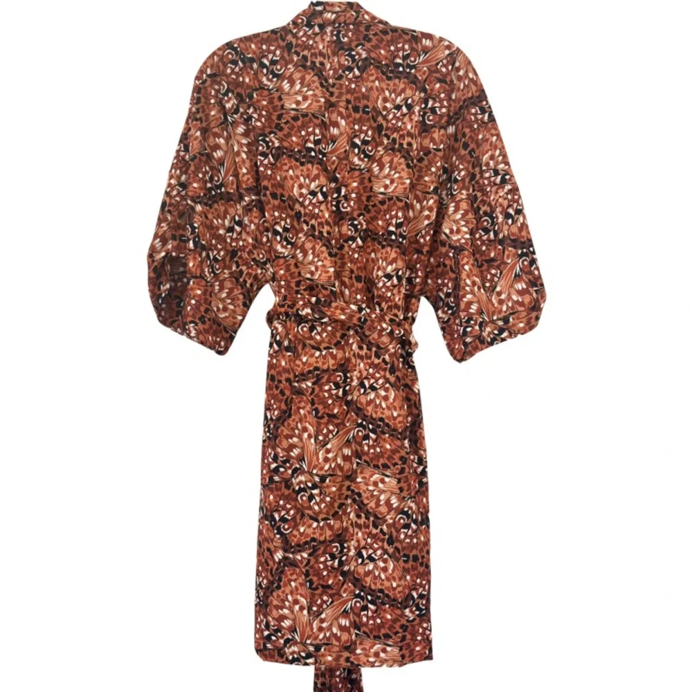 ALEXIA ADMOR Dolman Sleeve Wrap Dress Butterfly Print brown Size 10